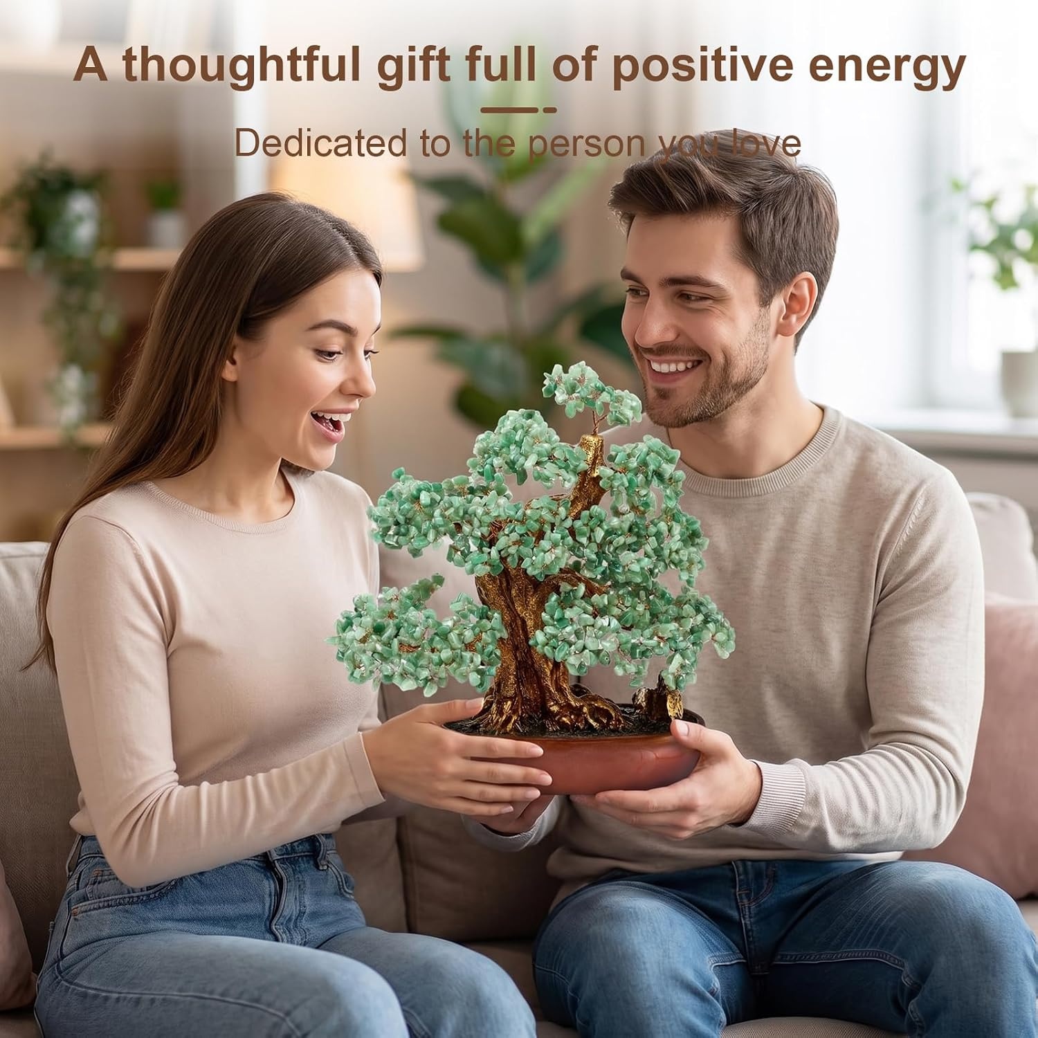 image:imageLarge Crystal Money Tree Chakra Feng Shui Lucky Gemstone Bonsai TreeGreen