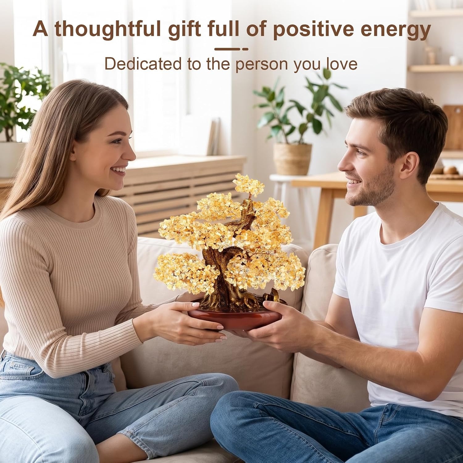 image:imageLarge Crystal Money Tree Chakra Feng Shui Lucky Gemstone Bonsai TreeYellow