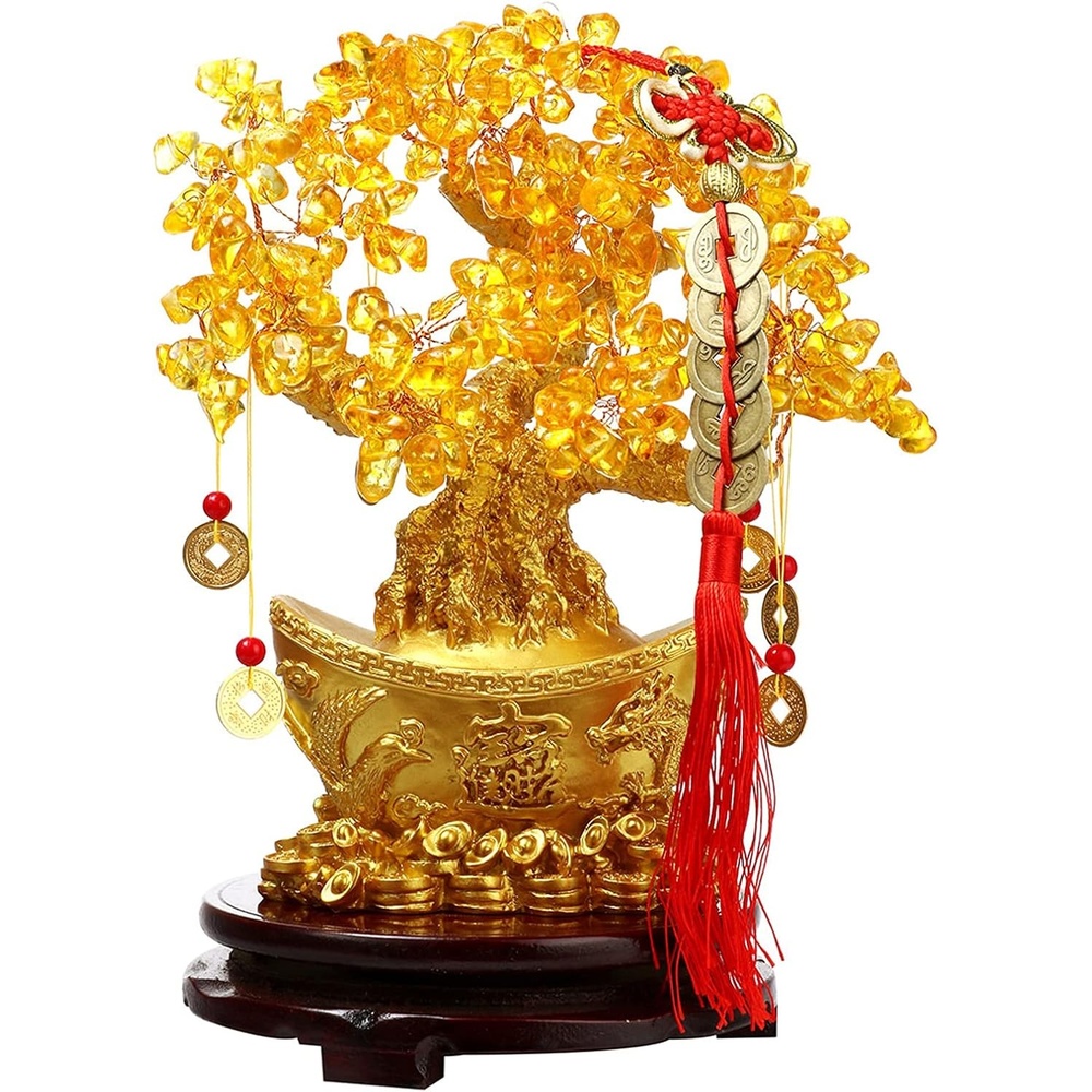 image:imageComeon Feng Shui Money Tree Yellow Crystal Quartz Tree with Golden IngotMedium 905x315x1023