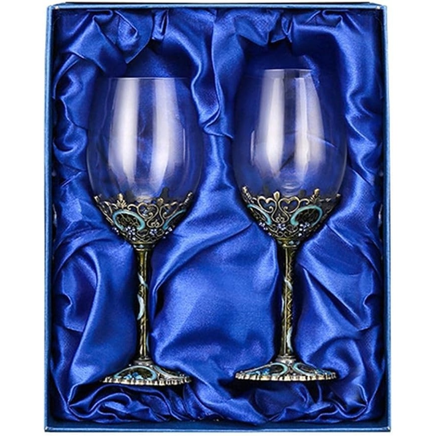 image:imageComeon Flower Wine Glasses Hand Painted Wine Glasses Pink 2 SetBlue 2 set gift box