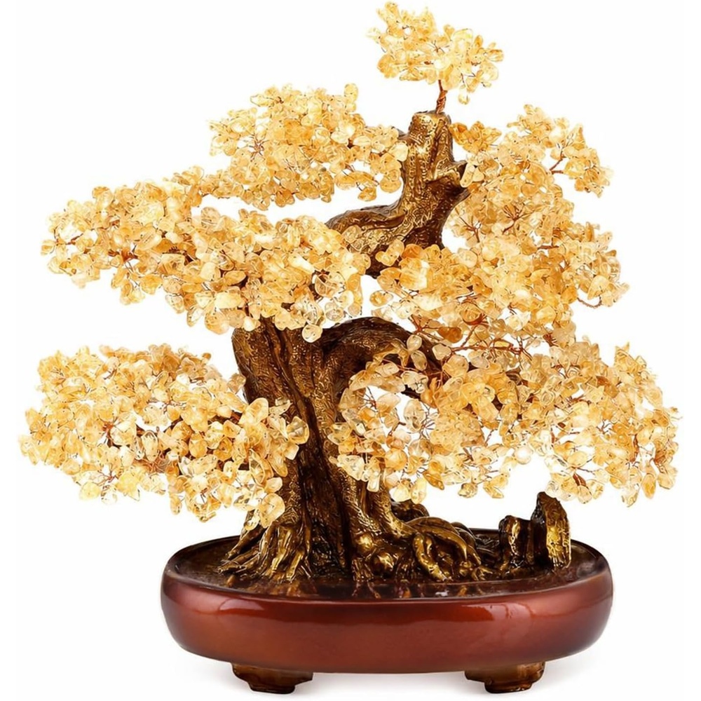 image:imageLarge Crystal Money Tree Chakra Feng Shui Lucky Gemstone Bonsai TreeYellow