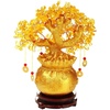 Comeon Feng Shui Money Tree Yellow Crystal Quartz Tree with Golden Ingot(Large：9.8*4.7*11.1)