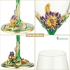 Comeon Flower Wine Glasses Hand Painted Wine Glasses Pink 2 Set(Green/ 2 set (gift box))