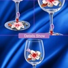 Comeon Flower Wine Glasses Hand Painted Wine Glasses Pink 2 Set(Pink/ 2 set (gift box))