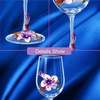 Comeon Flower Wine Glasses Hand Painted Wine Glasses Pink 2 Set(Purple/ 2 set (gift box))