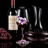 Comeon Flower Wine Glasses Hand Painted Wine Glasses Pink 2 Set(Purple/ 2 set (gift box))
