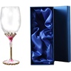 Comeon Flower Wine Glasses Hand Painted Wine Glasses Pink with Gift Box (Pink)(pink 1 glass gift box)