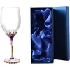 Comeon Flower Wine Glasses Hand Painted Wine Glasses Pink with Gift Box (Pink)(purple 1 glass gift box)