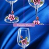 Comeon Flower Wine Glasses Hand Painted Wine Glasses Pink with Gift Box (Pink)(purple flower (gift box))