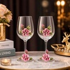 Comeon Flower Wine Glasses Hand Painted Wine Glasses Pink with Gift Box (Pink)(purple flower (gift box))