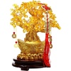 Comeon Feng Shui Money Tree Yellow Crystal Quartz Tree with Golden Ingot(Small: 6.3”x2.36”x7.08”)