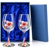 Comeon Flower Wine Glasses Hand Painted Wine Glasses Pink 2 Set(Pink/ 2 set (gift box))