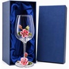 Comeon Flower Wine Glasses Hand Painted Wine Glasses Pink with Gift Box (Pink)(pink flower (gift box))