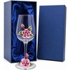 Comeon Flower Wine Glasses Hand Painted Wine Glasses Pink with Gift Box (Pink)(purple flower (gift box))