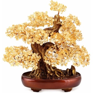 Large Crystal Money Tree Chakra Feng Shui Lucky Gemstone Bonsai Tree(Yellow)